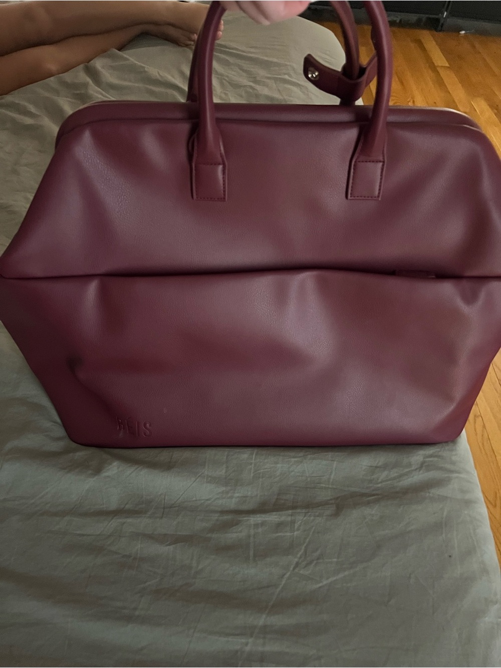 BEIS Burgundy Travel Essential Weekender Bag